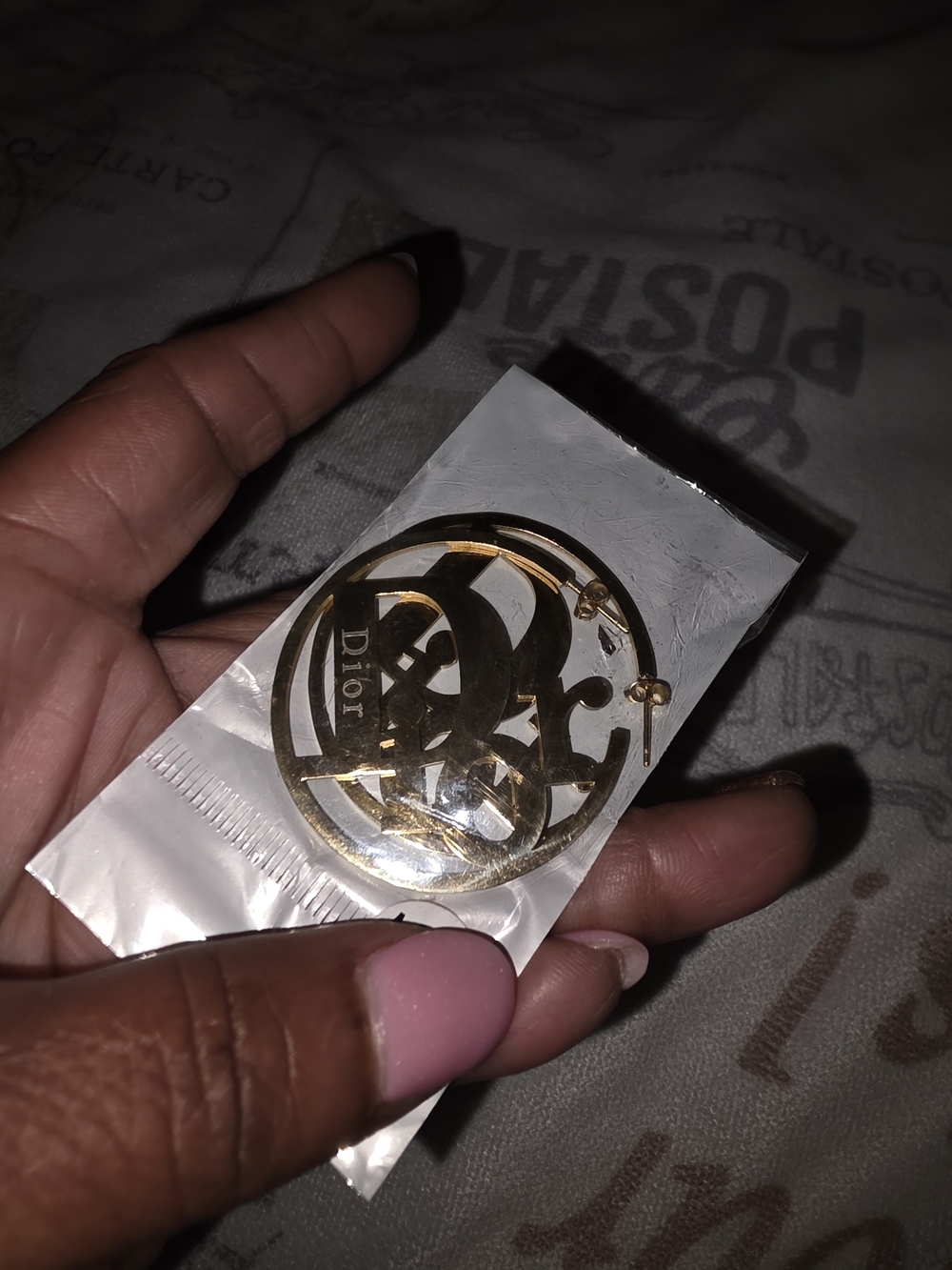 Polished Gold Logo Circle Drop Earrings